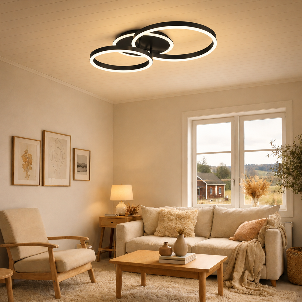 LED Chandelier with remote control RINOVA 66W, 2 Circles, Cold/Warm/Neutral light, Dimmable, Black LED Chandeliers with Remote Control Default Title Alessandro Design