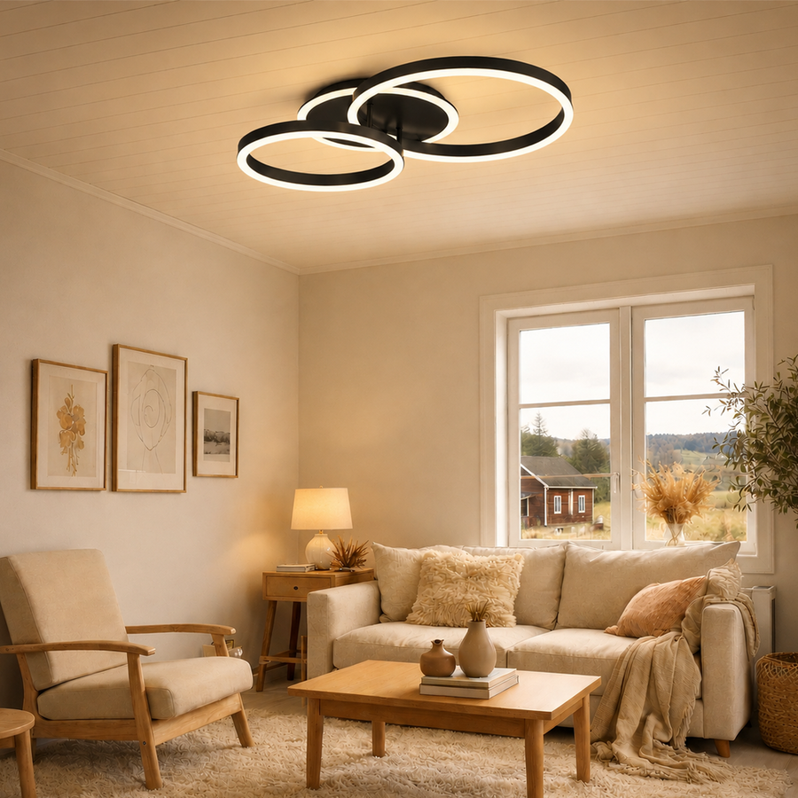 LED Chandelier with remote control RINOVA 66W, 2 Circles, Cold/Warm/Neutral light, Dimmable, Black LED Chandeliers with Remote Control Default Title Alessandro Design