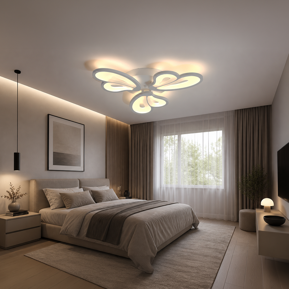LED chandelier with remote control BLOSSOM 40W, 3 Petals, Cold/Warm/Neutral light, Dimmable, White LED chandelier with remote control Default Title Alessandro Design