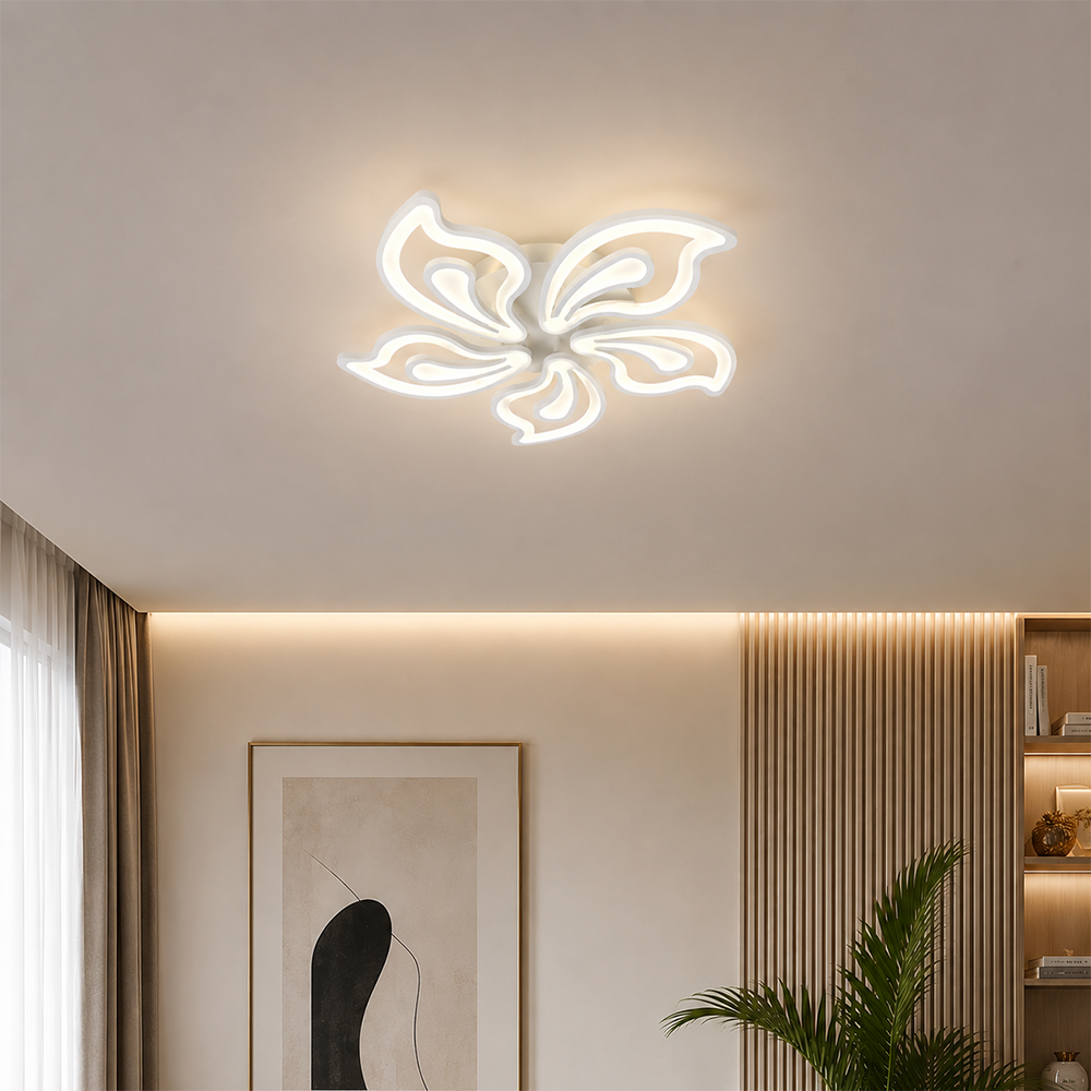LED chandelier with remote control LILY 86W, 5 Elements, Cold/Warm/Neutral light, Dimmable, White LED chandelier with remote control Default Title Alessandro Design