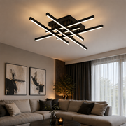 LED Chandelier with Remote Control LINEX, 81W, 6 Elements, Linear, Cold/Warm/Neutral light, Dimmable, Black LED Chandeliers with Remote Control Default Title Alessandro Design