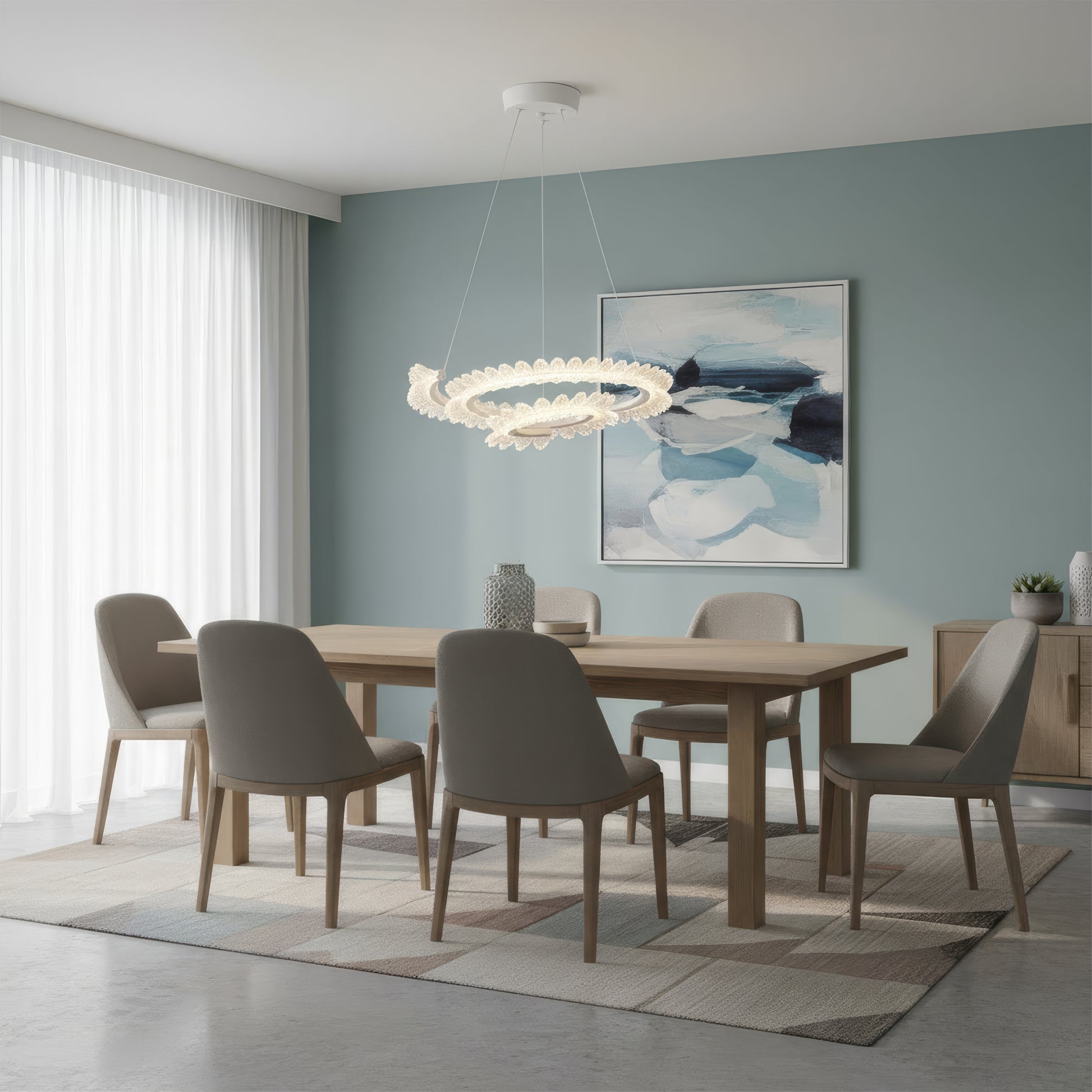 Lustra LED cu Telecomanda LT188WH, Cristal si Metal, 40W, Dimabila, Inaltime Reglabila, Lumina Rece/Calda/Neutra, Iluminat Luxos Lustre LED cu Telecomanda Default Title Alessandro Design