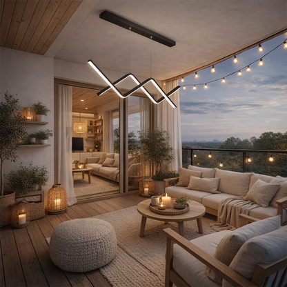 Suspended LED chandelier with remote control ZIGZAG 27W, Cold/Warm/Neutral light, Dimmable, Black, Height Adjustable LED Chandeliers with Remote Control Default Title Alessandro Design