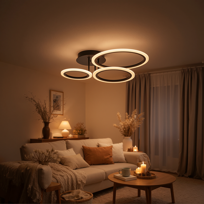 LED Chandelier with remote control BETTY 40W, 3 Circles, Cold/Warm/Neutral light, Dimmable, Black LED Chandeliers with Remote Control Default Title Alessandro Design