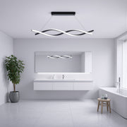 Suspended LED Chandelier with Remote Control, FLUX, 27W, 116cm, Cold/Warm/Neutral Light 3000K/4000K/6000K, Dimmable, Black, Adjustable Height, Metal and Silicone Modern Chandeliers Default Title Alessandro Design
