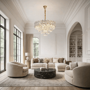 Crystal Chandelier WINDSOR Elegance 8x E14, Diameter 39cm, Shiny Gold, Adjustable Height, Metal and Crystal Crystal Chandeliers Default Title Alessandro Design
