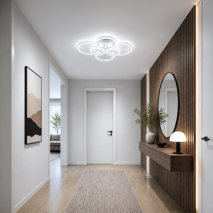 LED chandelier with remote control BETTY 82W, 6 Circles, Cold/Warm/Neutral light, Dimmable, White LED chandelier with remote control Default Title Alessandro Design