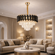 Crystal Chandelier VERSAILLES Nobile 5xE14, Diameter 40cm, Shiny Gold and Black Crystal Chandeliers Default Title Alessandro Design