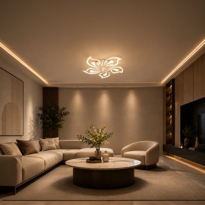 LED chandelier with remote control GLORIOSA 95W, 5 Petals, Cold/Warm/Neutral light, Dimmable, White LED chandelier with remote control Default Title Alessandro Design
