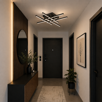 LED Chandelier with Remote Control LINEX, 81W, 6 Elements, Linear, Cold/Warm/Neutral light, Dimmable, Black LED Chandeliers with Remote Control Default Title Alessandro Design
