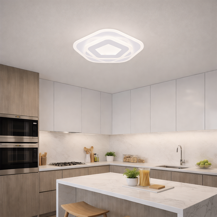 LED Chandelier with Remote Control PENTAGON 59W, 40cm, Cold/Warm/Neutral Light 3000K/4000K/6000K, White, Metal and Acrylic LED Chandeliers with Remote Control Default Title Alessandro Design