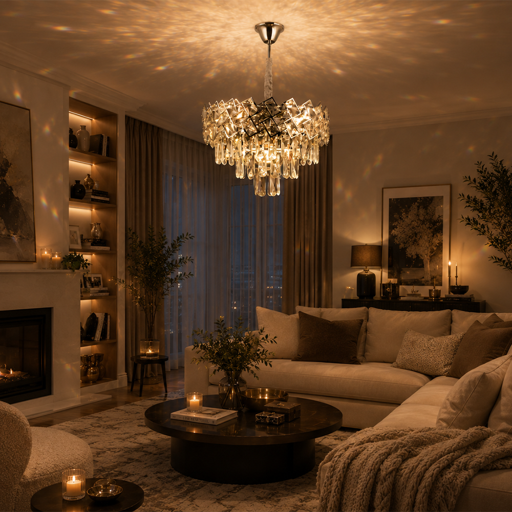 Crystal Chandelier WINDSOR Nobile 5xE14, Diameter 39cm, Shiny Chrome, Adjustable Height Crystal Chandeliers Default Title Alessandro Design
