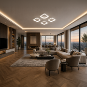 LED chandelier with remote control ZOE 53W, 4 Squares, Cold/Warm/Neutral light, Dimmable, White LED chandelier with remote control Default Title Alessandro Design