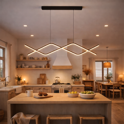 Suspended LED chandelier with remote control ZIGZAG 27W, Cold/Warm/Neutral light, Dimmable, Black, Height Adjustable LED Chandeliers with Remote Control Default Title Alessandro Design
