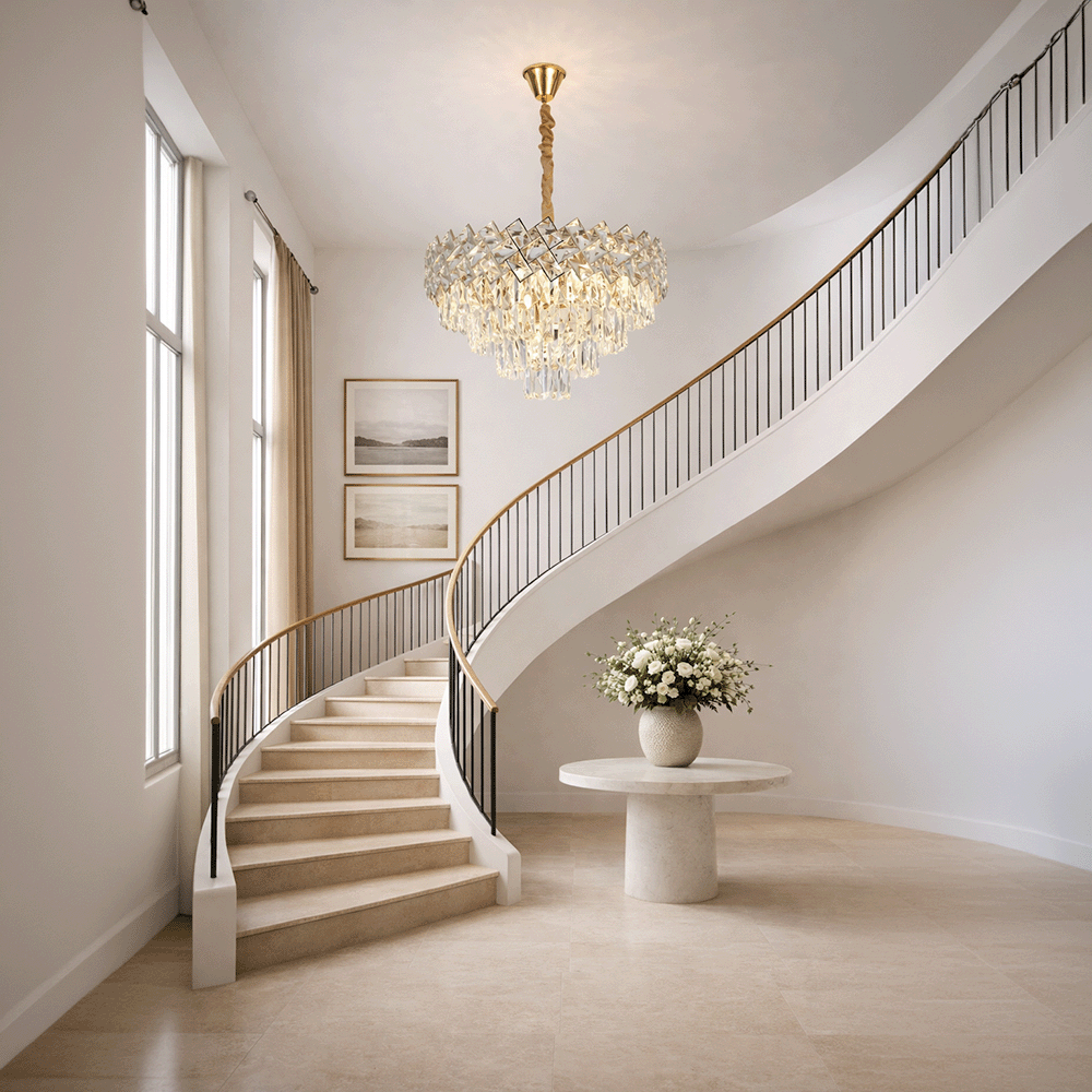 Crystal Chandelier WINDSOR Elegance 8x E14, Diameter 39cm, Shiny Gold, Adjustable Height, Metal and Crystal Crystal Chandeliers Default Title Alessandro Design