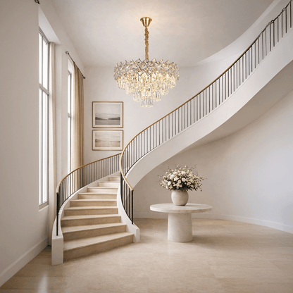 Crystal Chandelier WINDSOR Elegance 8x E14, Diameter 39cm, Shiny Gold, Adjustable Height, Metal and Crystal Crystal Chandeliers Default Title Alessandro Design