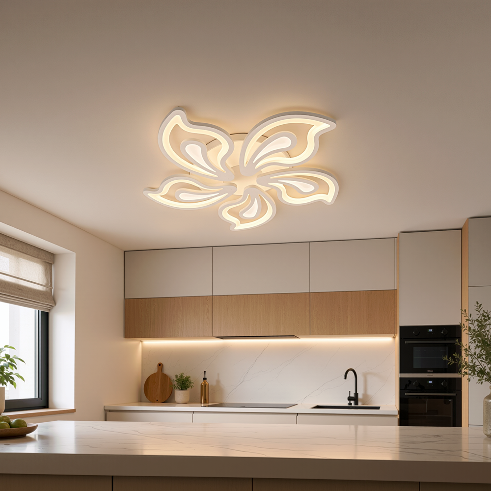 LED chandelier with remote control GLORIOSA 95W, 5 Petals, Cold/Warm/Neutral light, Dimmable, White LED chandelier with remote control Default Title Alessandro Design