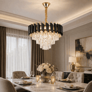 Crystal Chandelier VERSAILLES Nobile 5xE14, Diameter 40cm, Shiny Gold and Black Crystal Chandeliers Default Title Alessandro Design