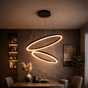 Suspended LED Chandelier with Remote Control CASIANA 40W, 2 Circles, Cold/Warm/Neutral Light 3000K/4000K/6000K, Dimmable, Black, Adjustable Height, Metal and Acrylic LED Chandeliers with Remote Control Default Title Alessandro Design