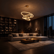 Suspended LED chandelier with remote control ELIZABETH, 85W, 3 Circles, Cold/Warm/Neutral light, Dimmable, Shiny Gold, Height Adjustable LED Chandeliers with Remote Control Default Title Alessandro Design