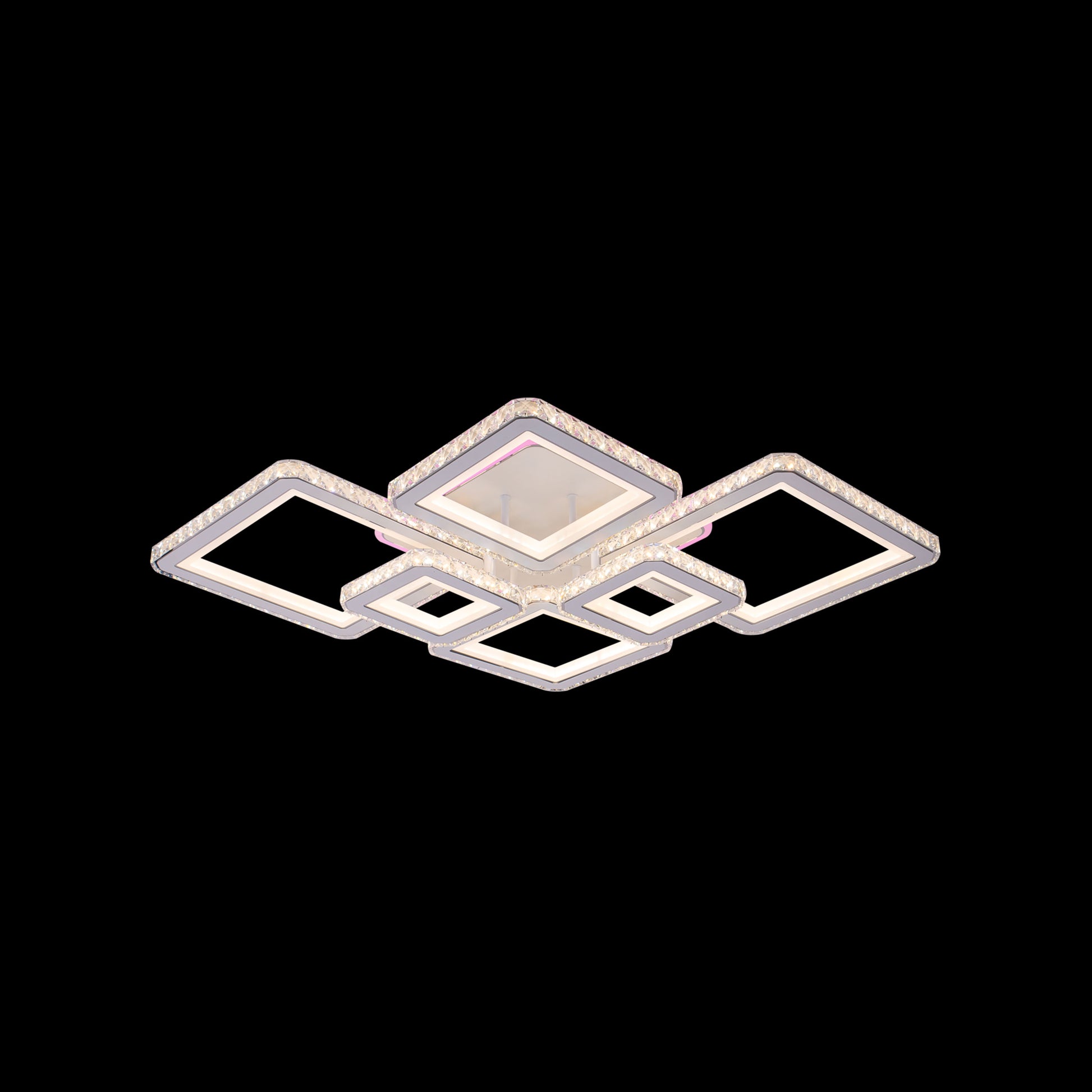 LED chandelier with remote control and crystal QUADRIS RGB 175W, 6 Squares, Cold/Warm/Neutral Light, Dimmable, White LED Chandeliers with Remote Control Default Title Alessandro Design