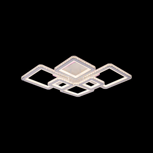 LED chandelier with remote control and crystal QUADRIS RGB 175W, 6 Squares, Cold/Warm/Neutral Light, Dimmable, White LED Chandeliers with Remote Control Default Title Alessandro Design