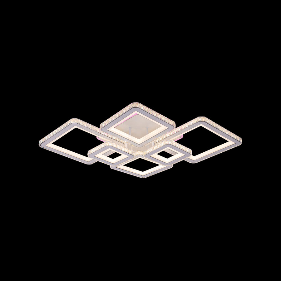 LED chandelier with remote control and crystal QUADRIS RGB 175W, 6 Squares, Cold/Warm/Neutral Light, Dimmable, White LED Chandeliers with Remote Control Default Title Alessandro Design