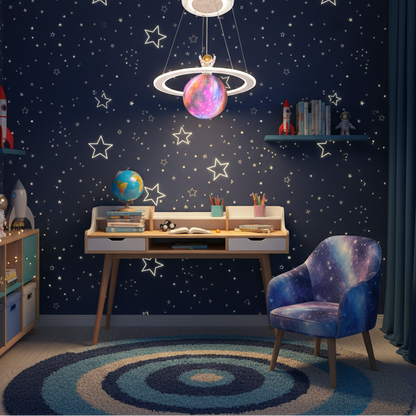 Lustra LED ASTRONAUT 60W, 1xE27, lumina Rece/Calda/Neutra, Alb Roz Lustre Copii Default Title Alessandro Design