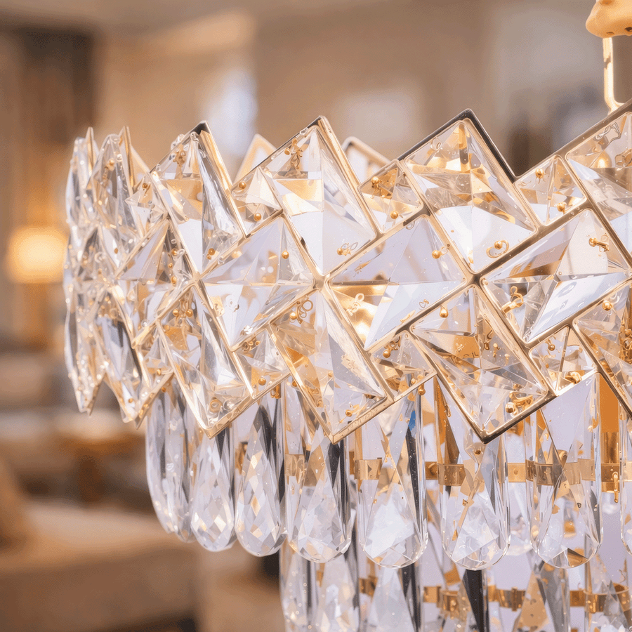 Crystal Chandelier WINDSOR Elegance 8x E14, Diameter 39cm, Shiny Gold, Adjustable Height, Metal and Crystal Crystal Chandeliers Default Title Alessandro Design