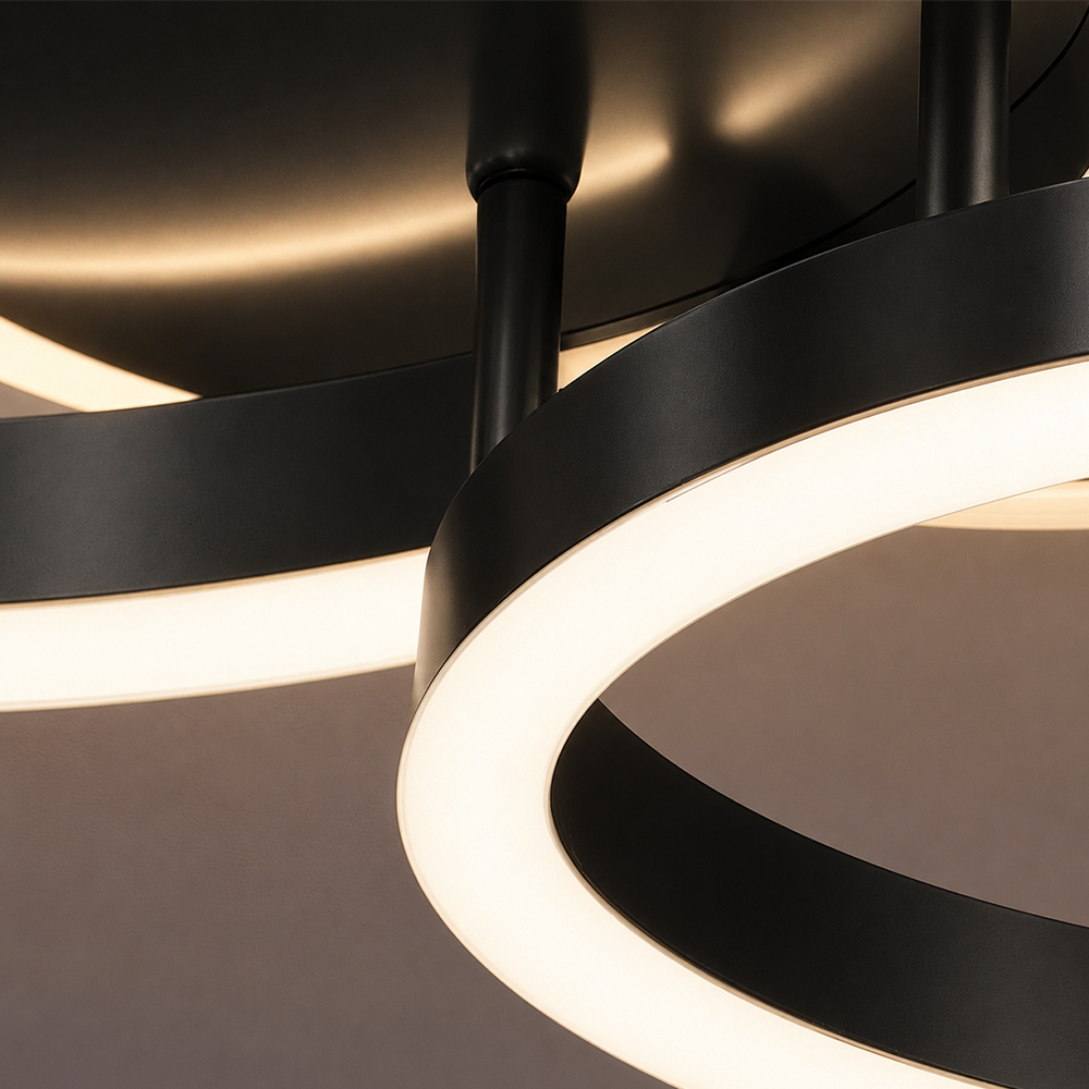 LED Chandelier with remote control RINOVA 66W, 2 Circles, Cold/Warm/Neutral light, Dimmable, Black LED Chandeliers with Remote Control Default Title Alessandro Design