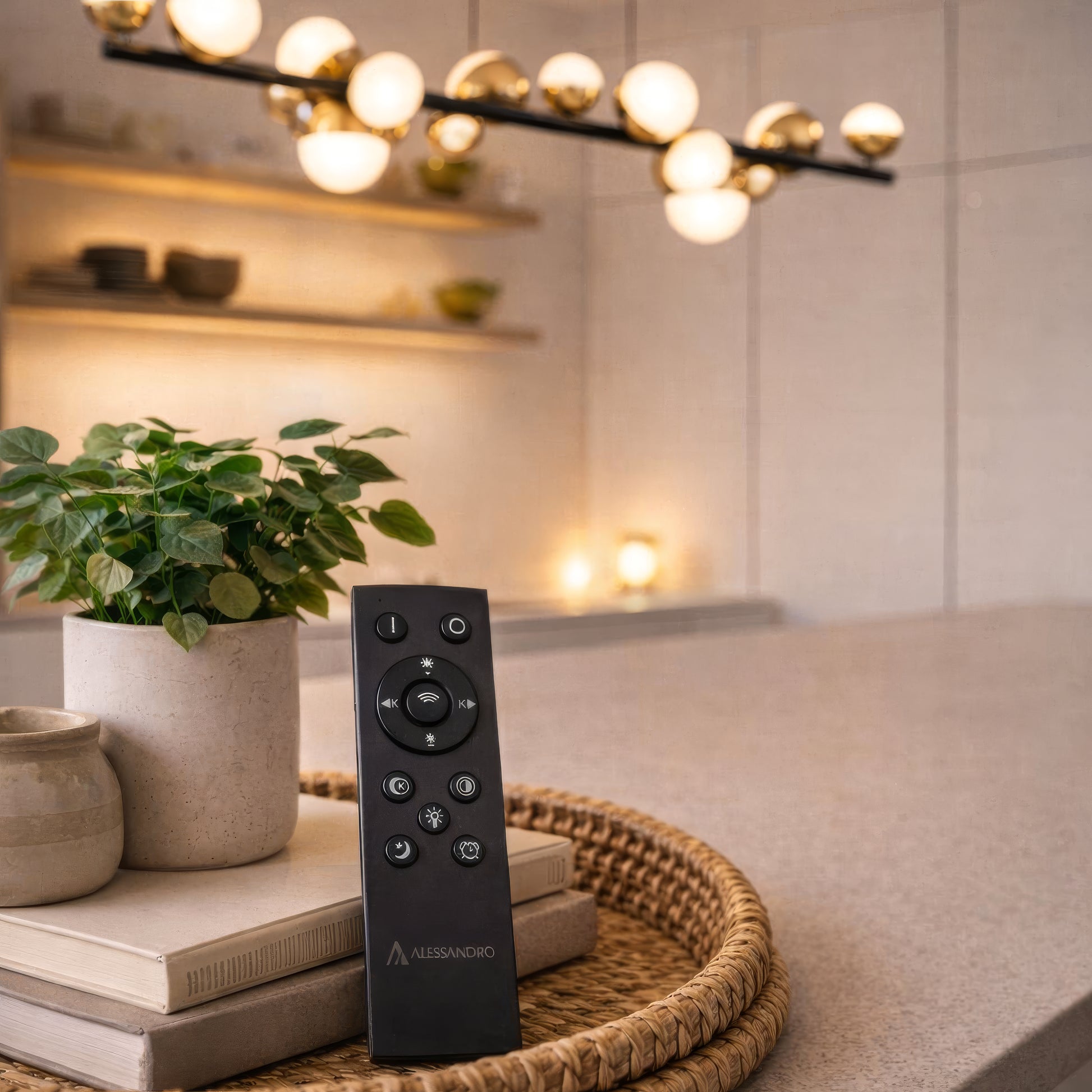 Aurion 29W Acrylic LED Hanging Chandelier with Remote Control, Dimmable, Black Gold, Metal and Acrylic LED Chandeliers with Remote Control Default Title Alessandro Design