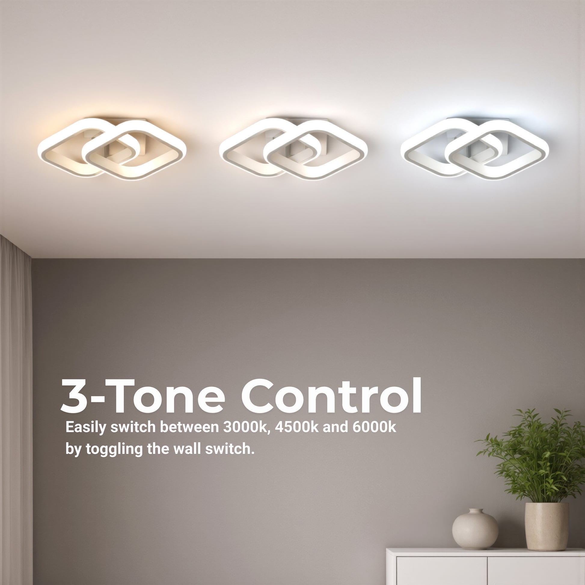 VERTEX Matrix LED Chandelier, Overlapping Diamonds, Metal Frames, 24W, 2 Diamonds, Cold/Warm/Neutral Light 3000K/4000K/6000K, White LED Chandeliers Default Title Alessandro Design