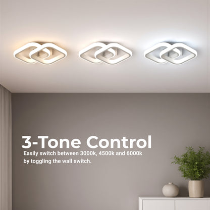 VERTEX Matrix LED Chandelier, Overlapping Diamonds, Metal Frames, 24W, 2 Diamonds, Cold/Warm/Neutral Light 3000K/4000K/6000K, White LED Chandeliers Default Title Alessandro Design