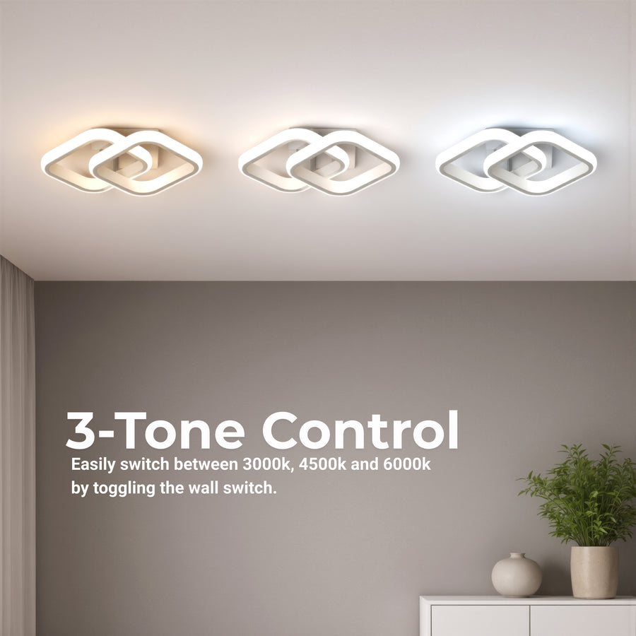 VERTEX Matrix LED Chandelier, Overlapping Diamonds, Metal Frames, 24W, 2 Diamonds, Cold/Warm/Neutral Light 3000K/4000K/6000K, White LED Chandeliers Default Title Alessandro Design