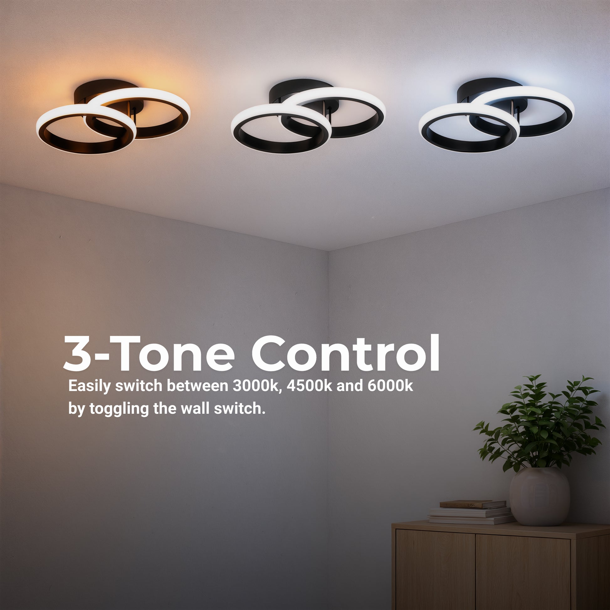 LED Chandelier VERTEX CIRCULA 21W, 2 Circles, Metal Frames, Cool/Warm/Neutral Light 3000K/4000K/6000K, Black, Metal LED Chandeliers Default Title Alessandro Design