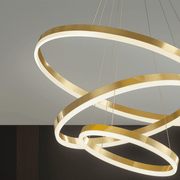 Suspended LED chandelier with remote control ELIZABETH, 85W, 3 Circles, Cold/Warm/Neutral light, Dimmable, Shiny Gold, Height Adjustable LED Chandeliers with Remote Control Default Title Alessandro Design