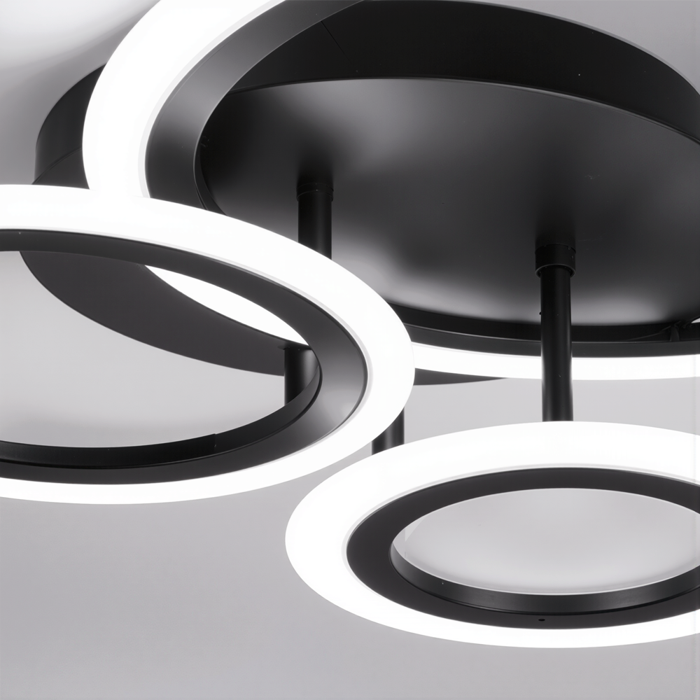 LED Chandelier with remote control BETTY 40W, 3 Circles, Cold/Warm/Neutral light, Dimmable, Black LED Chandeliers with Remote Control Default Title Alessandro Design