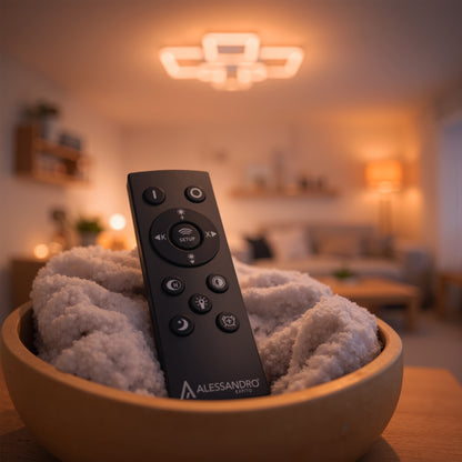 LED chandelier with remote control ELLA 119W, 6 Squares, Cold/Warm/Neutral light, Dimmable, White LED chandelier with remote control Default Title Alessandro Design