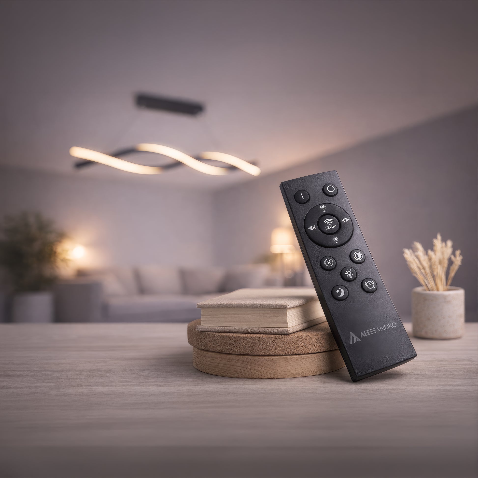 Suspended LED Chandelier with Remote Control, FLUX, 27W, 116cm, Cold/Warm/Neutral Light 3000K/4000K/6000K, Dimmable, Black, Adjustable Height, Metal and Silicone Modern Chandeliers Default Title Alessandro Design