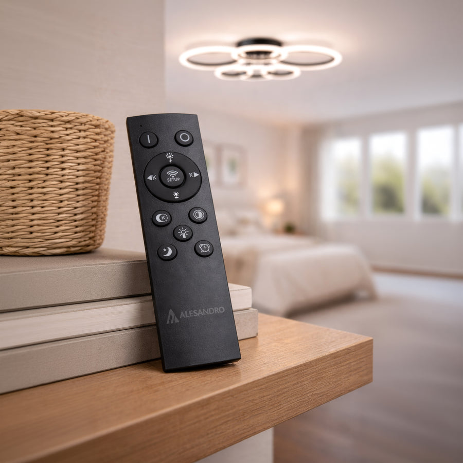LED Chandelier with Remote Control BETTY 82W, 6 Circles, Cold/Warm/Neutral Light, Dimmable, Black LED Chandeliers with Remote Control Default Title Alessandro Design