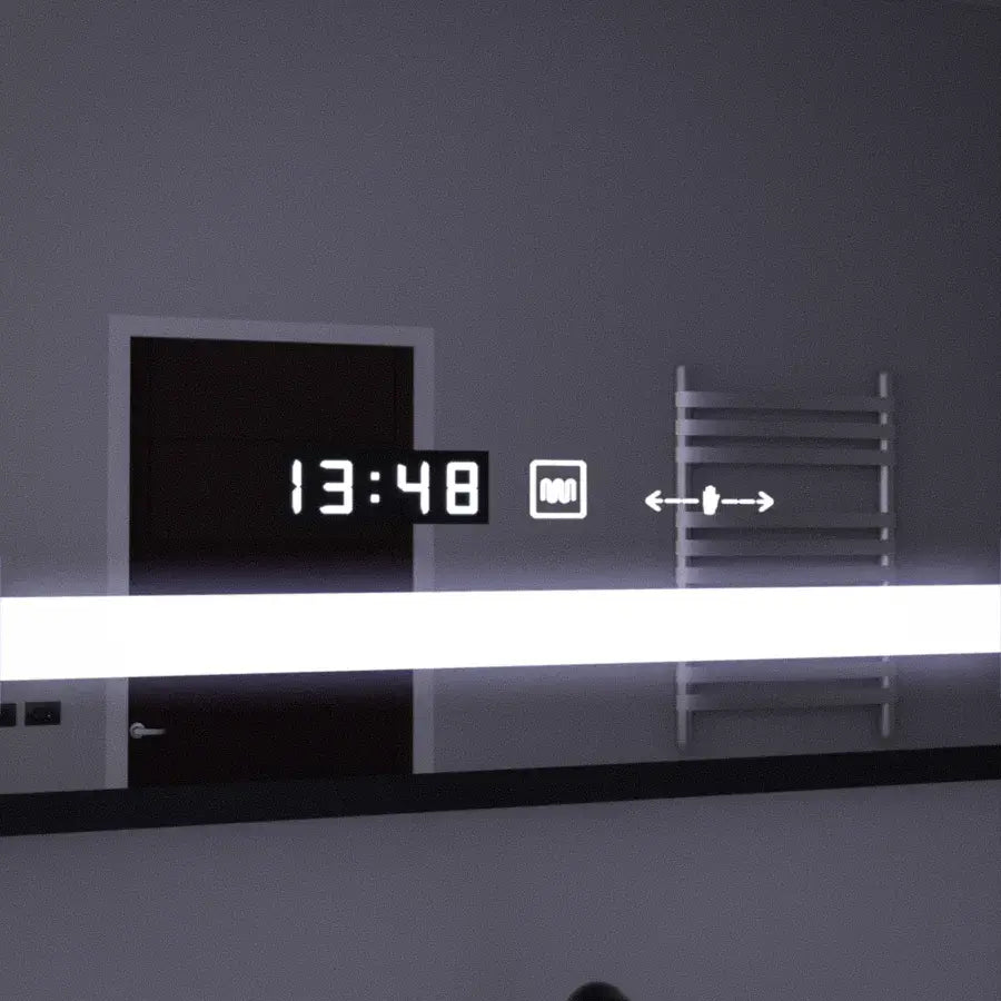 Rectangular LED Mirror, 120x80cm, Marcello MotionGlow Sensor, De-fogging System, Clock & Thermometer, Cosmetic Magnifier, Dimmable Marcello Mirrors Default Title Alessandro Design