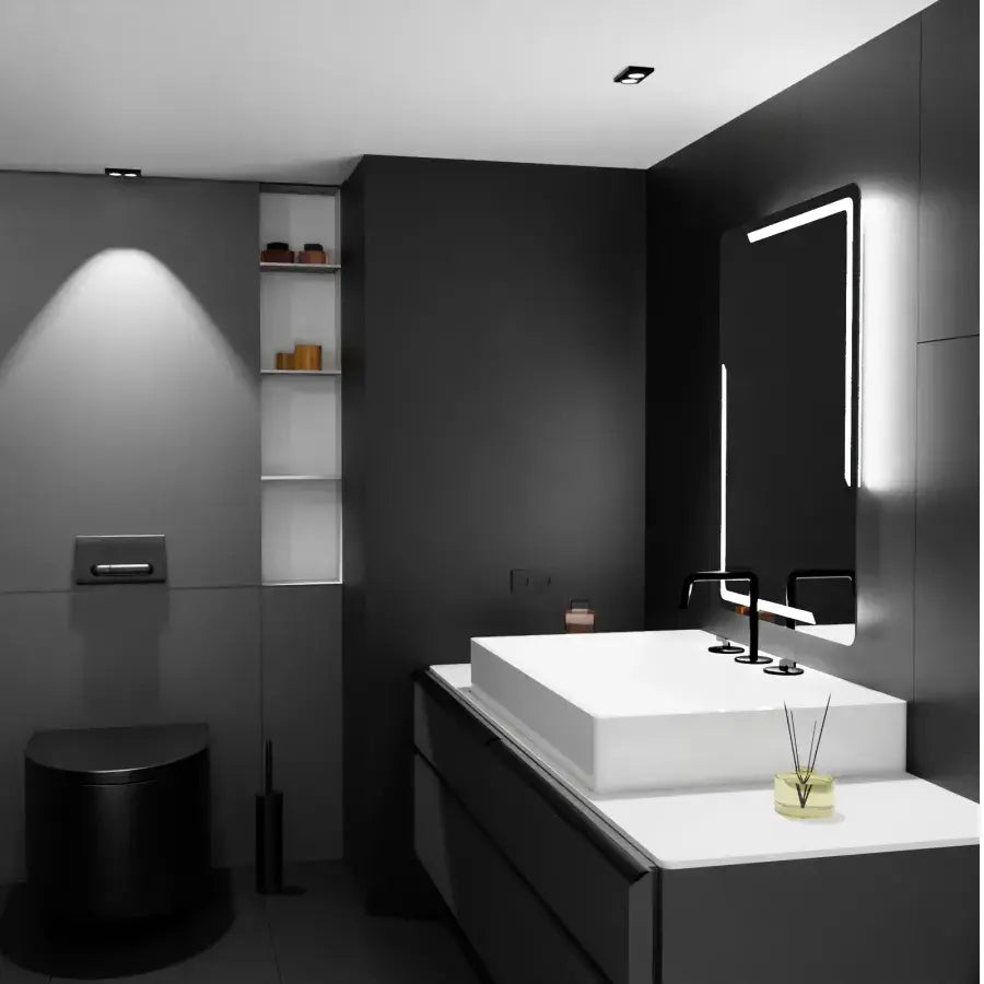 Rectangular LED mirror, 60x80cm, Rayonnement MotionGlow Marcello, Demisting System, Clock & Thermometer, Dimable Mirrors Marcello Default Title Alessandro Design