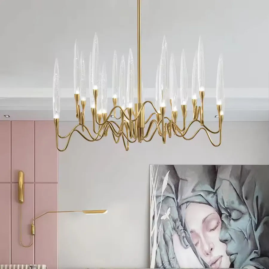 Crystal Chandelier Delta 12XG4 Gold Modern Chandeliers Default Title Alessandro Design