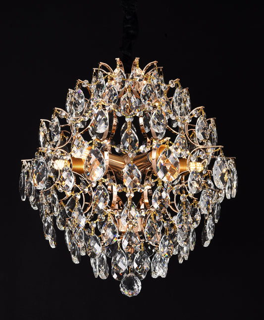 Candelabru Cristal CRYSTARA Nobile, 5x E14, Diametru 40cm, Auriu Lucios Candelabre Cristal Default Title Alessandro Design
