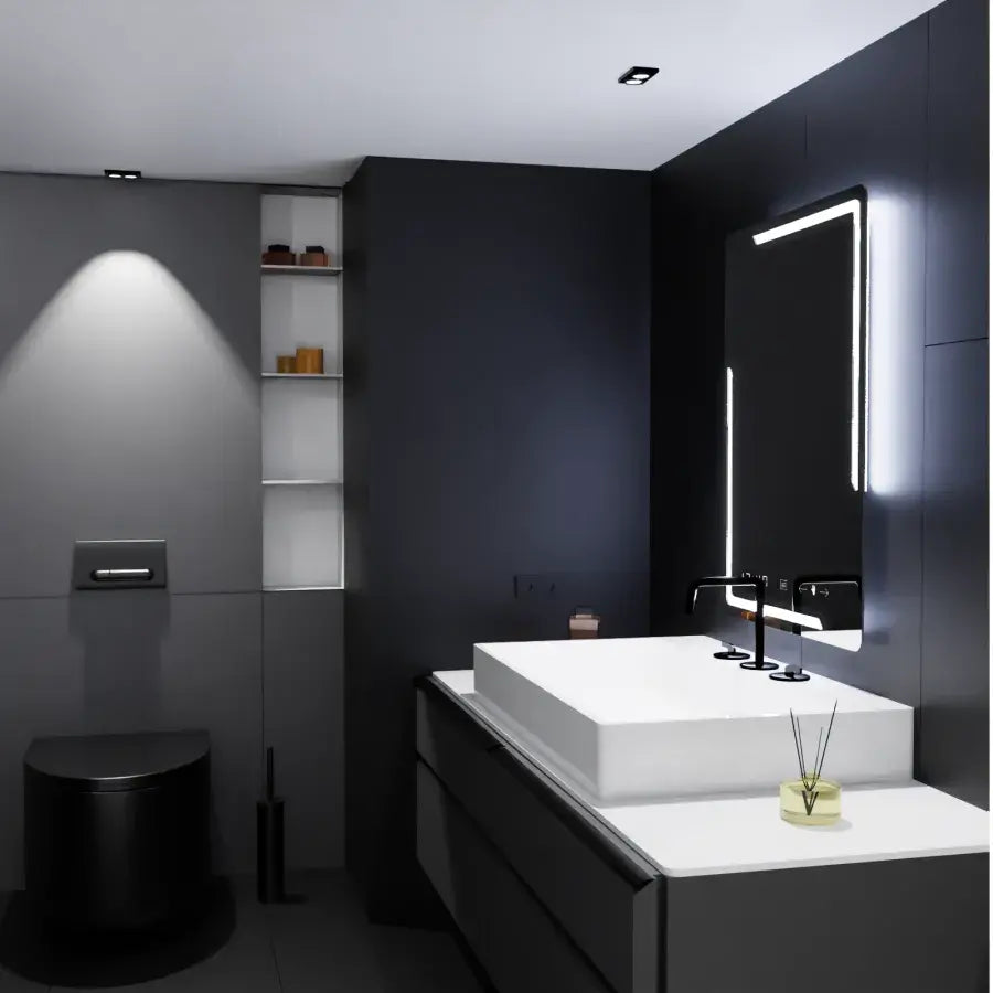 Rectangular LED mirror, 60x80cm, Rayonnement MotionGlow Marcello, Demisting System, Clock & Thermometer, Dimable Mirrors Marcello Default Title Alessandro Design