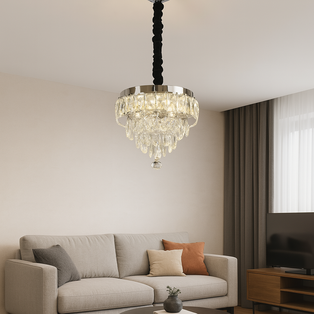 MEILI CRYSTAL CASCADA 300 – Crystal LED Chandelier, 52W, Ø300 mm, with Remote Control Crystal Chandeliers Default Title Alessandro Design