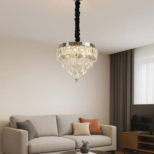 MEILI CRYSTAL CASCADA 300 – Crystal LED Chandelier, 52W, Ø300 mm, with Remote Control Crystal Chandeliers Default Title Alessandro Design