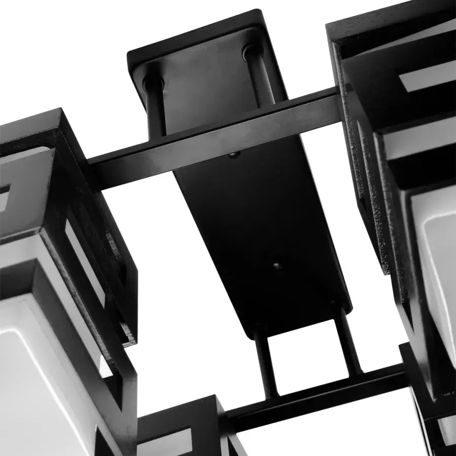 VANJA Wooden Chandelier, Square Lampshade, 4 X E27 Socket, White / Black Classic Chandeliers Default Title Alessandro Design
