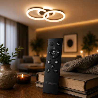LED Chandelier with remote control RIGA LILITH 34W, 2 Circles, Cold/Warm/Neutral light, Dimmable, Black LED Chandeliers with Remote Control Default Title Alessandro Design
