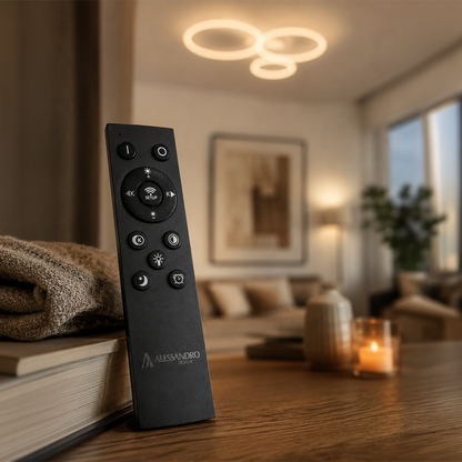 LED Chandelier with Remote Control BETTY 40W, 3 Circles, Cold/Warm/Neutral Light, Dimmable, White, Metal and Acrylic LED Chandeliers with Remote Control Default Title Alessandro Design